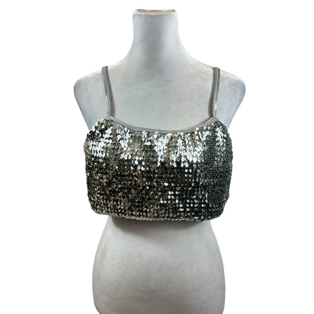 Brand New with Tags Urban Outfitters Out From Under Silver Sequin Crop Top Large